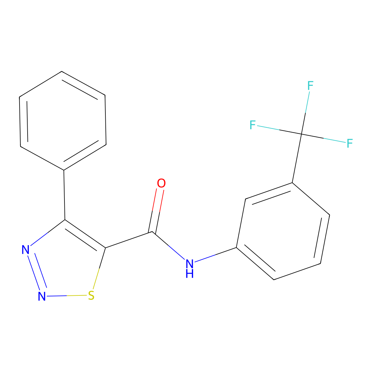 4-phenyl-N-[3-(trifluoromethyl)phenyl]-1,2,3-thiadiazole-5-carboxamide molecular structure, CAS 477857-86-6
