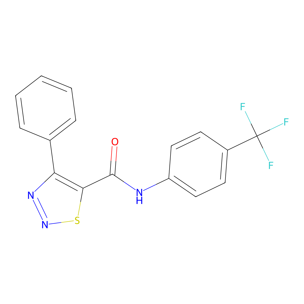 4-phenyl-N-[4-(trifluoromethyl)phenyl]-1,2,3-thiadiazole-5-carboxamide molecular structure, CAS 477857-87-7
