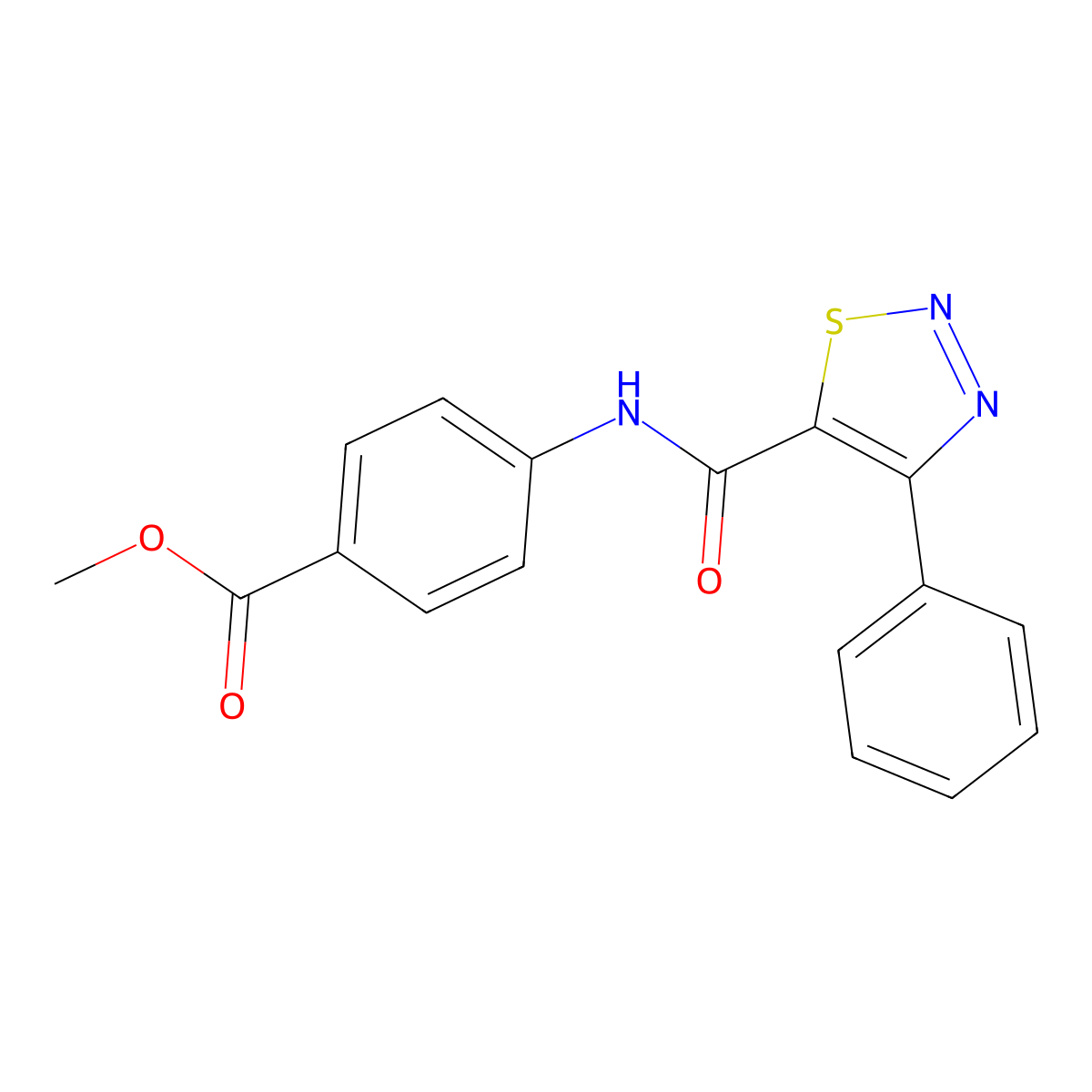 Methyl 4-{[(4-phenyl-1,2,3-thiadiazol-5-yl)carbonyl]amino}benzenecarboxylate molecular structure, CAS 477857-88-8