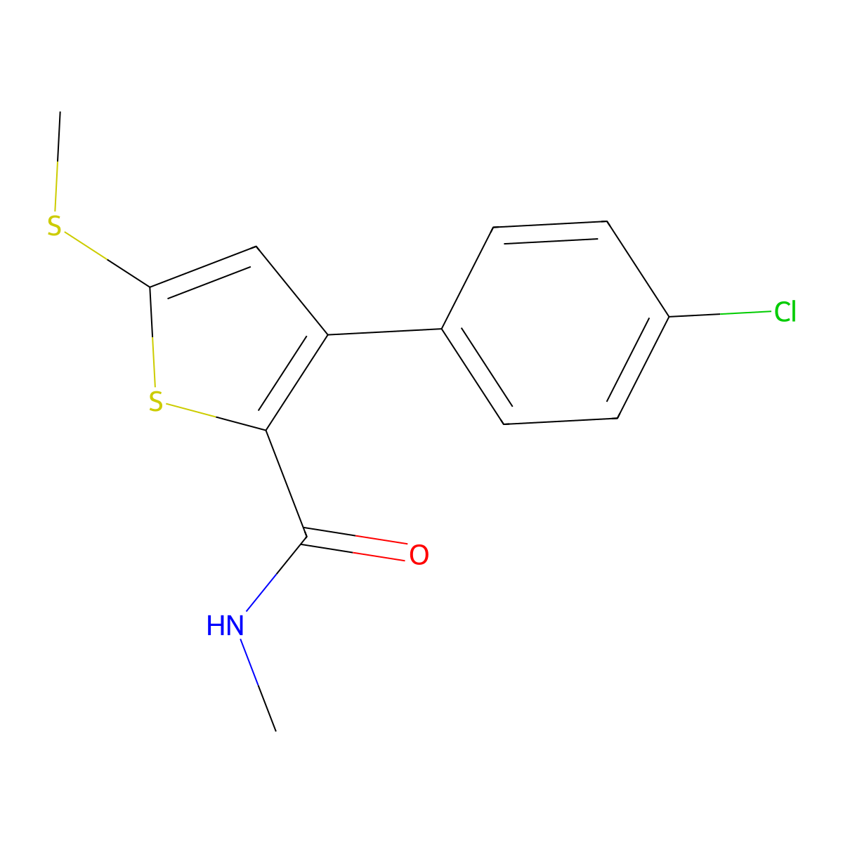 3-(4-chlorophenyl)-N-methyl-5-(methylsulfanyl)-2-thiophenecarboxamide molecular structure, CAS 477857-91-3
