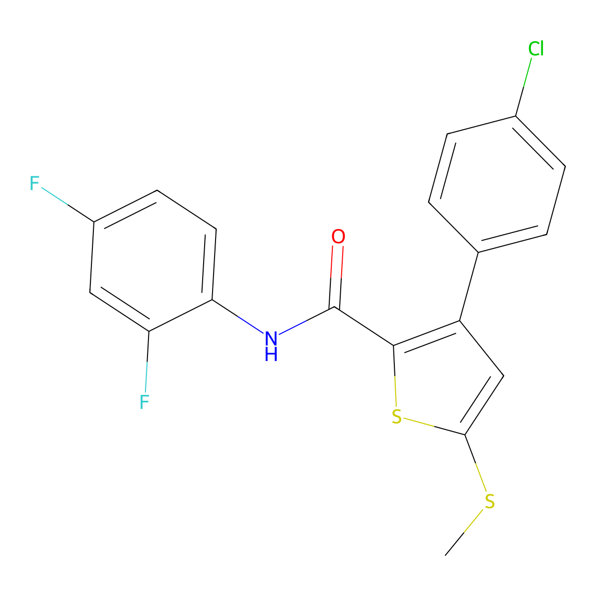 3-(4-chlorophenyl)-N-(2,4-difluorophenyl)-5-(methylsulfanyl)-2-thiophenecarboxamide molecular structure, CAS 477857-97-9