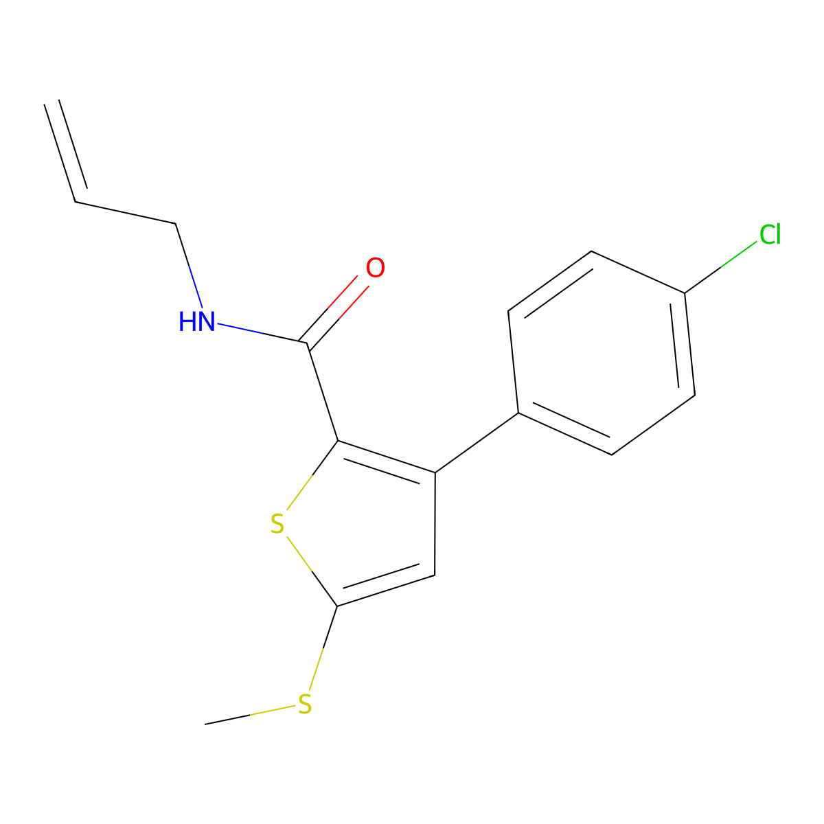 N-allyl-3-(4-chlorophenyl)-5-(methylsulfanyl)-2-thiophenecarboxamide molecular structure, CAS 477858-01-8
