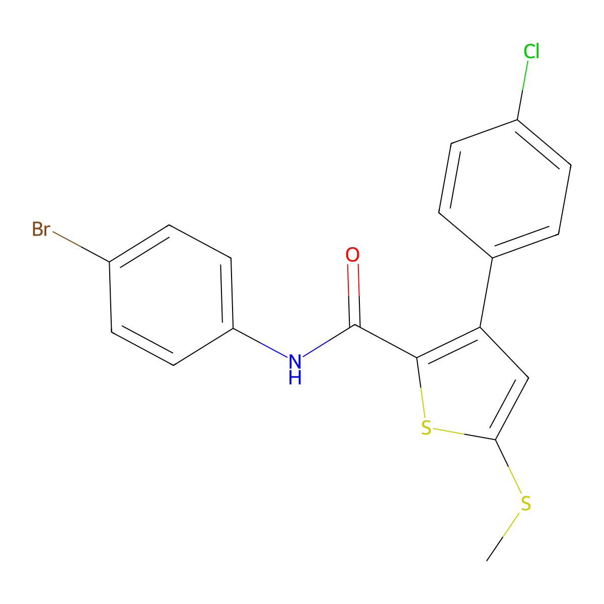 N-(4-bromophenyl)-3-(4-chlorophenyl)-5-(methylsulfanyl)-2-thiophenecarboxamide molecular structure, CAS 477858-02-9