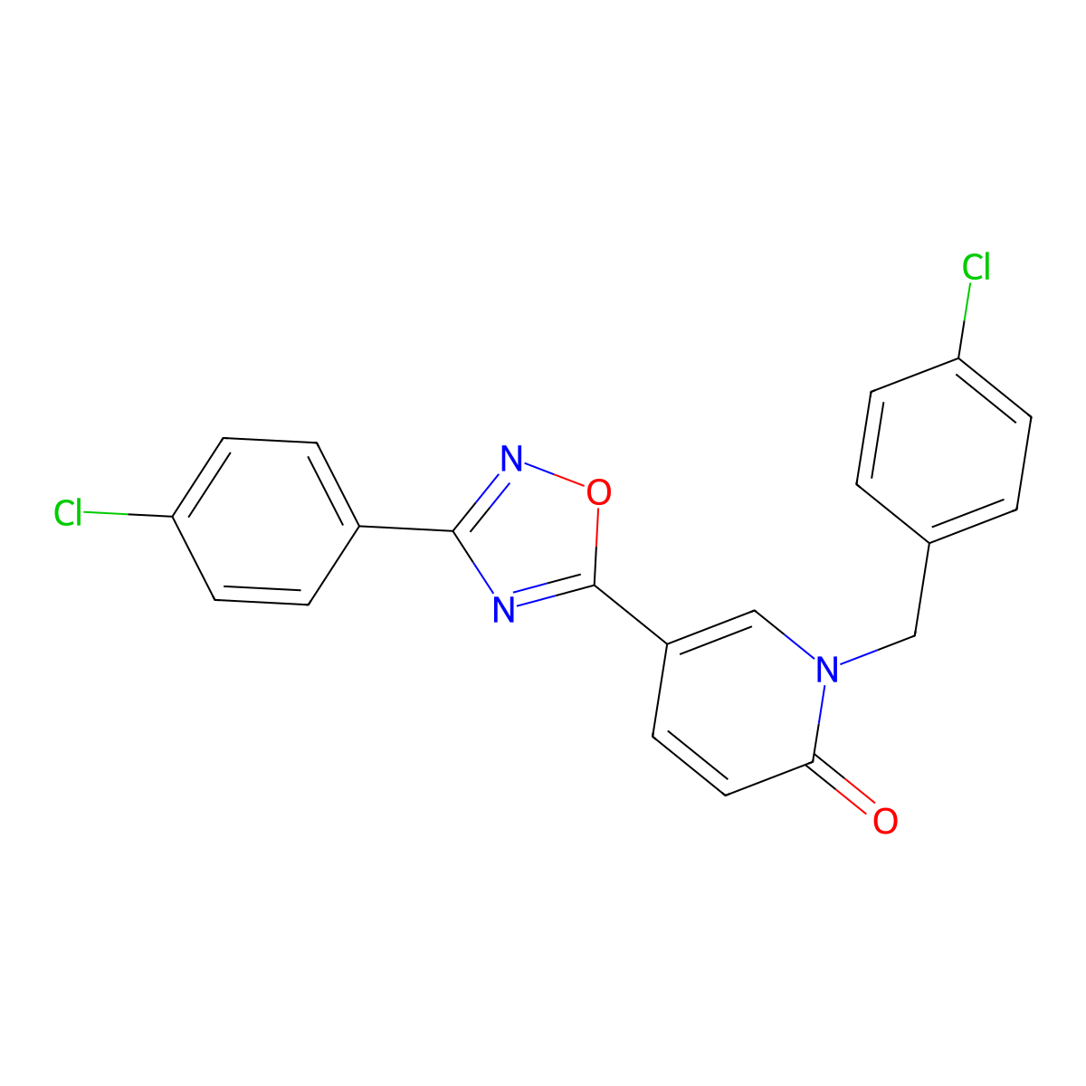 1-[(4-Chlorophenyl)methyl]-5-[3-(4-chlorophenyl)-1,2,4-oxadiazol-5-yl]pyridin-2-one molecular structure, CAS 477858-09-6