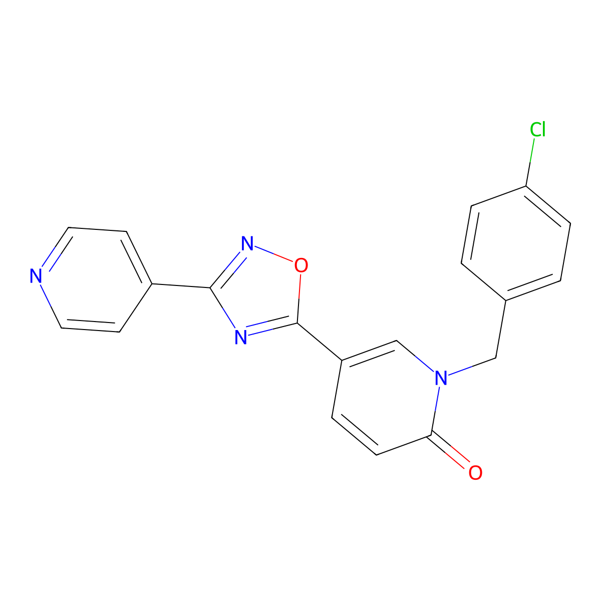 1-(4-chlorobenzyl)-5-[3-(4-pyridinyl)-1,2,4-oxadiazol-5-yl]-2(1H)-pyridinone molecular structure, CAS 477858-10-9