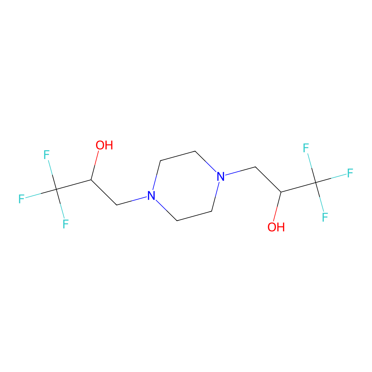 1,1,1-Trifluoro-3-[4-(3,3,3-trifluoro-2-hydroxypropyl)piperazin-1-yl]propan-2-ol molecular structure, CAS 477858-17-6