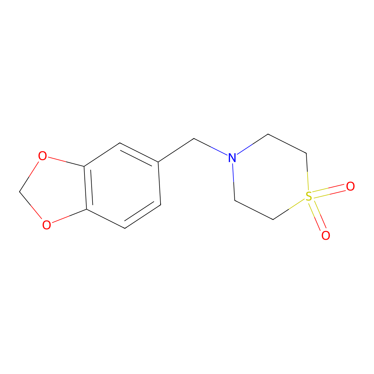 4-(1,3-Benzodioxol-5-ylmethyl)-1lambda~6~,4-thiazinane-1,1-dione molecular structure, CAS 477858-19-8