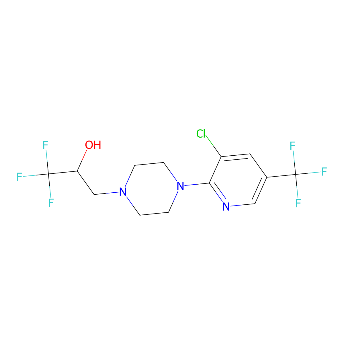 3-{4-[3-Chloro-5-(trifluoromethyl)-2-pyridinyl]piperazino}-1,1,1-trifluoro-2-propanol molecular structure, CAS 477858-21-2