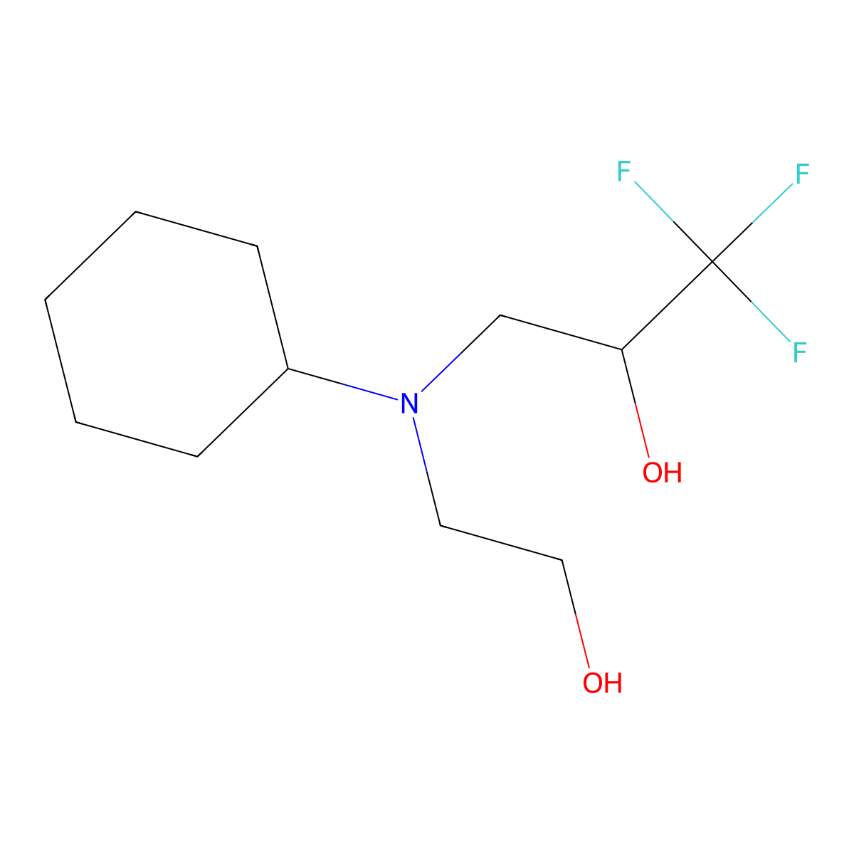 3-[Cyclohexyl(2-hydroxyethyl)amino]-1,1,1-trifluoropropan-2-ol molecular structure, CAS 477858-42-7