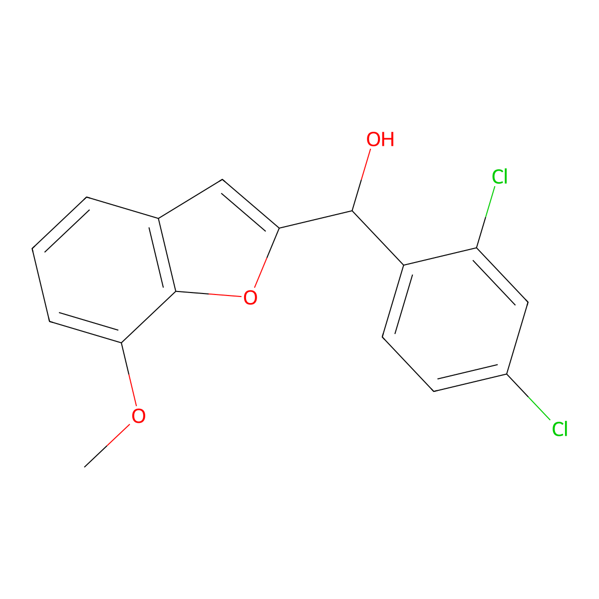 (2,4-Dichlorophenyl)(7-methoxy-1-benzofuran-2-yl)methanol molecular structure, CAS 477858-44-9