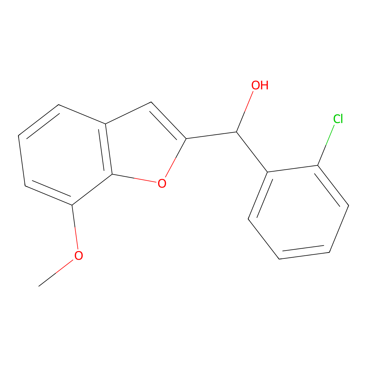 (2-Chlorophenyl)(7-methoxy-1-benzofuran-2-yl)methanol molecular structure, CAS 477858-47-2