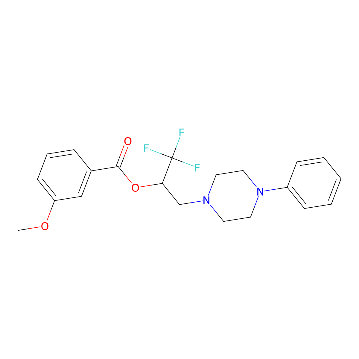 2,2,2-Trifluoro-1-[(4-phenylpiperazino)methyl]ethyl 3-methoxybenzenecarboxylate molecular structure, CAS 477858-51-8