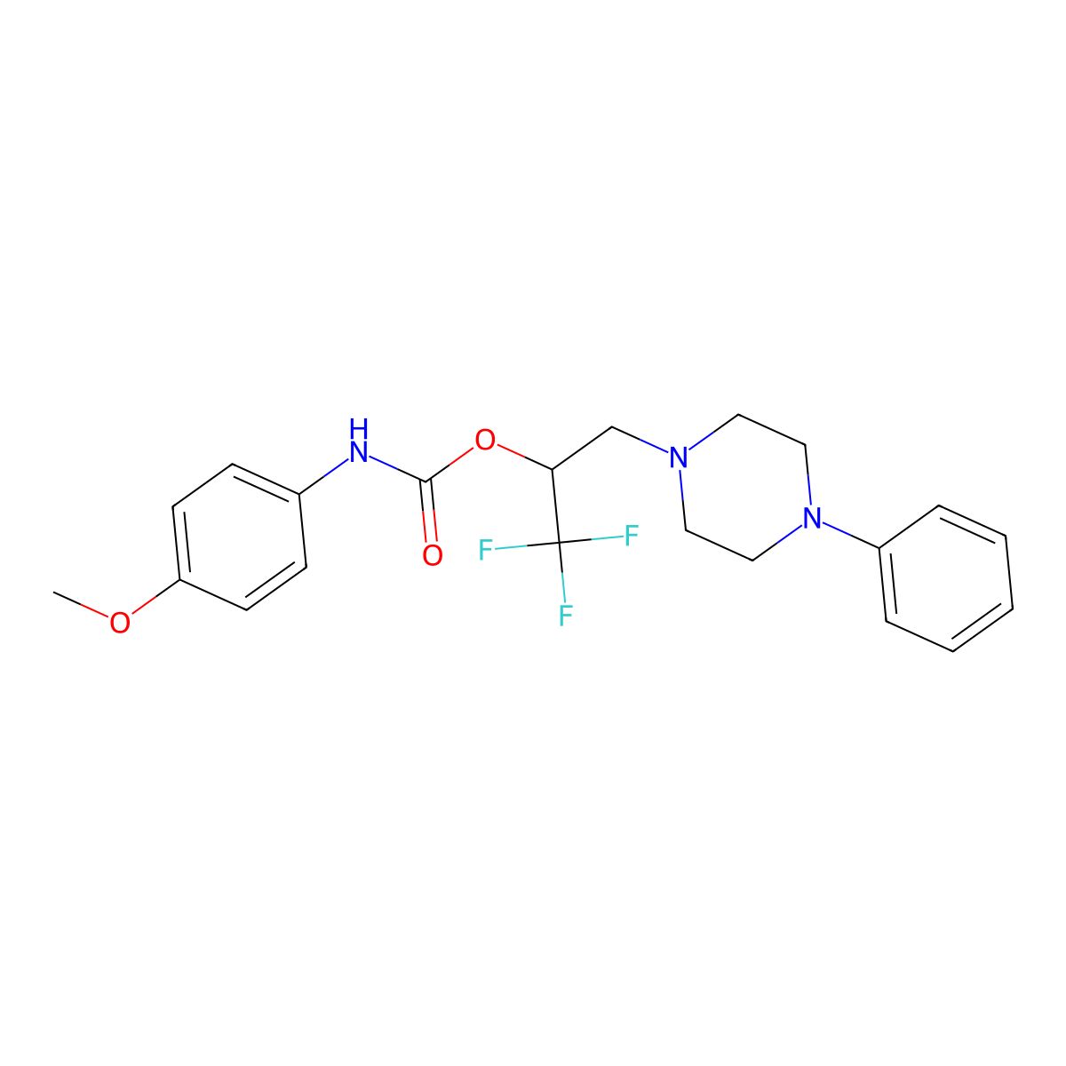 2,2,2-trifluoro-1-[(4-phenylpiperazino)methyl]ethyl N-(4-methoxyphenyl)carbamate molecular structure, CAS 477858-54-1