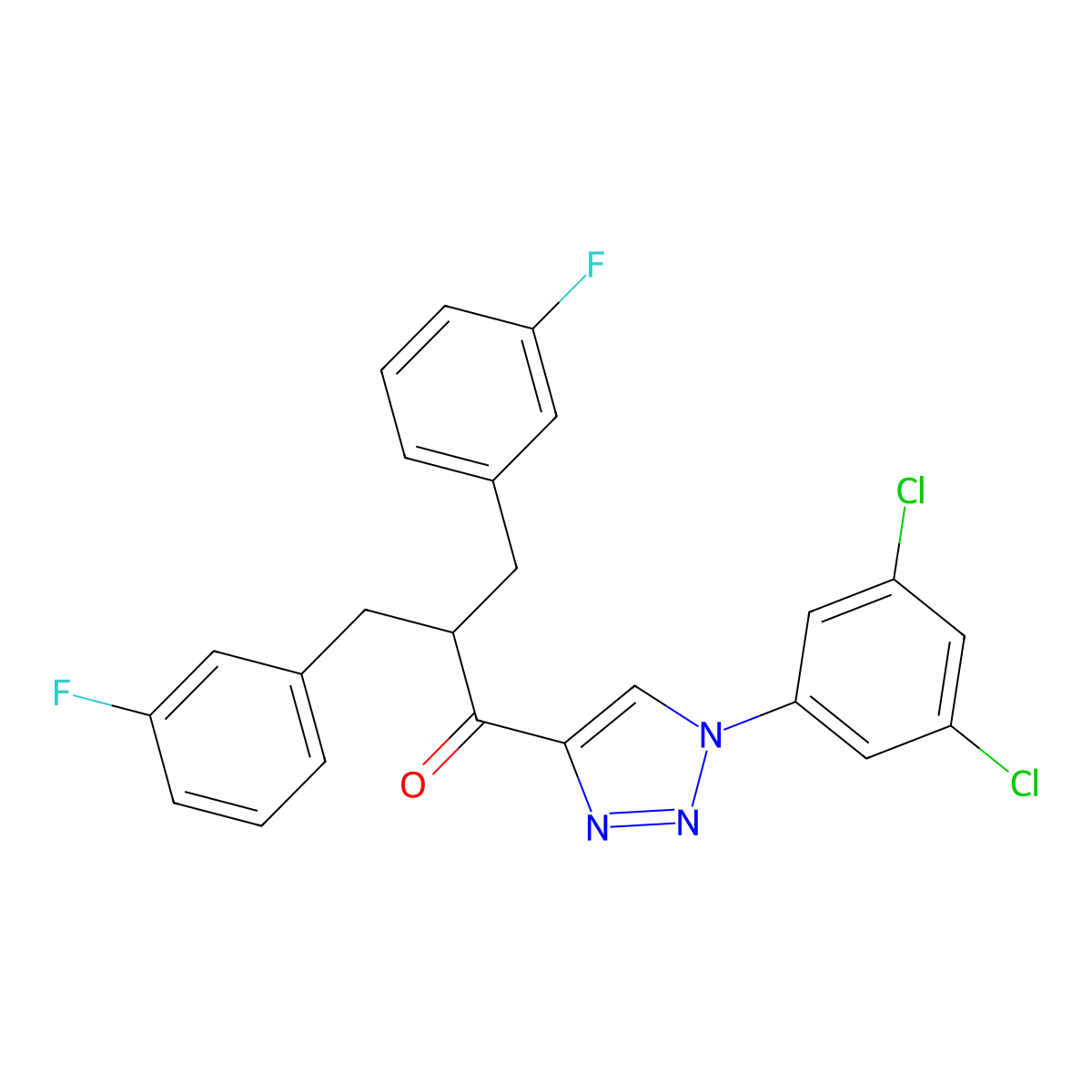 1-[1-(3,5-Dichlorophenyl)triazol-4-yl]-3-(3-fluorophenyl)-2-[(3-fluorophenyl)methyl]propan-1-one molecular structure, CAS 477858-66-5