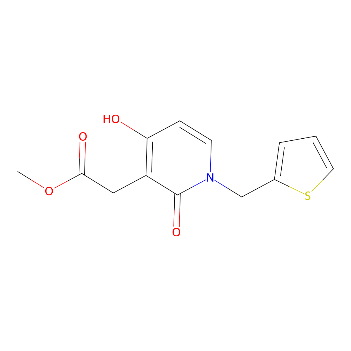 Methyl 2-[4-hydroxy-2-oxo-1-(2-thienylmethyl)-1,2-dihydro-3-pyridinyl]acetate molecular structure, CAS 477858-72-3