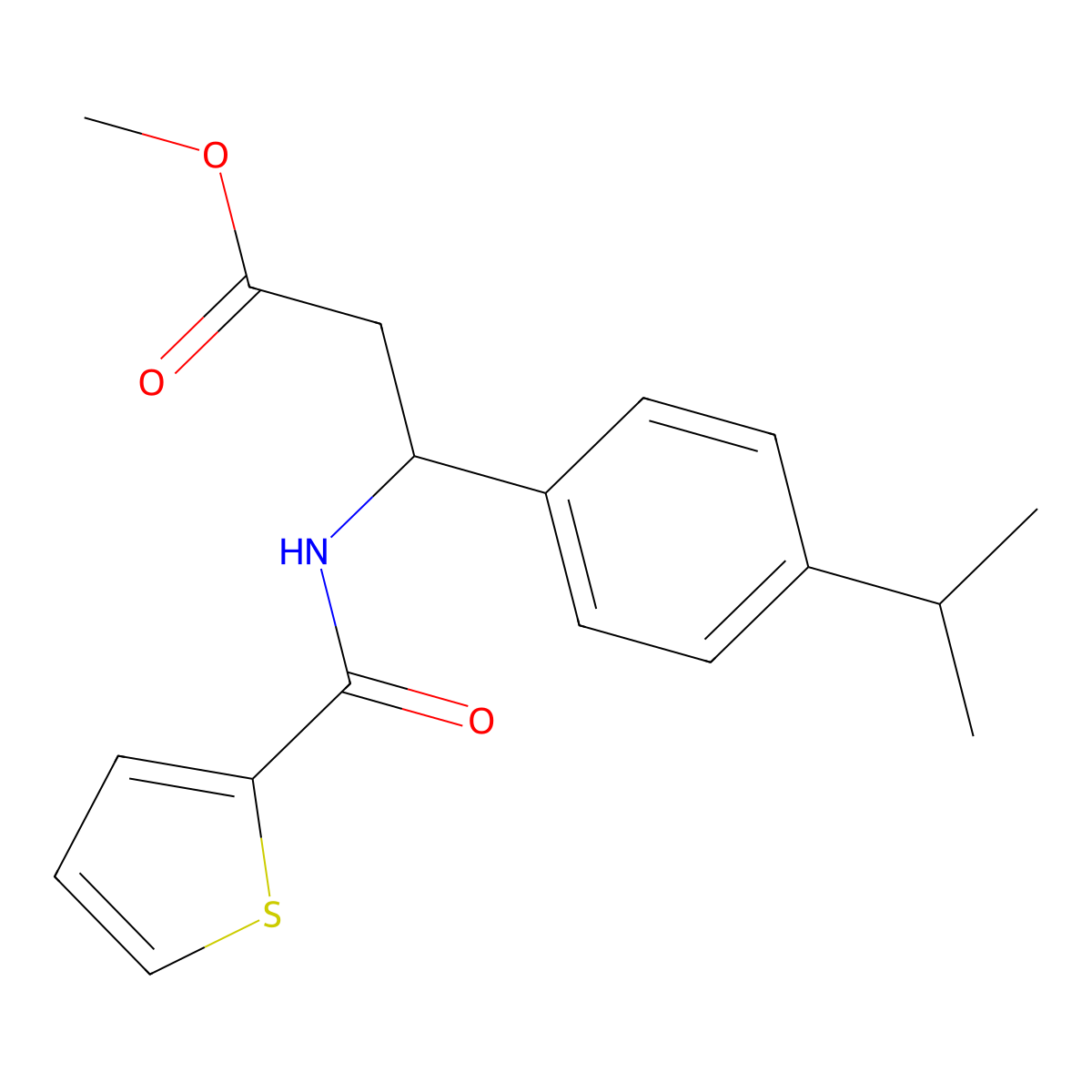 Methyl 3-(4-isopropylphenyl)-3-[(2-thienylcarbonyl)amino]propanoate molecular structure, CAS 477858-90-5