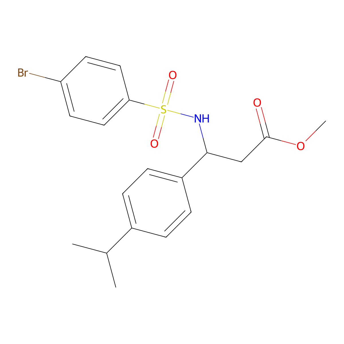 Methyl 3-{[(4-bromophenyl)sulfonyl]amino}-3-(4-isopropylphenyl)propanoate molecular structure, CAS 477858-91-6
