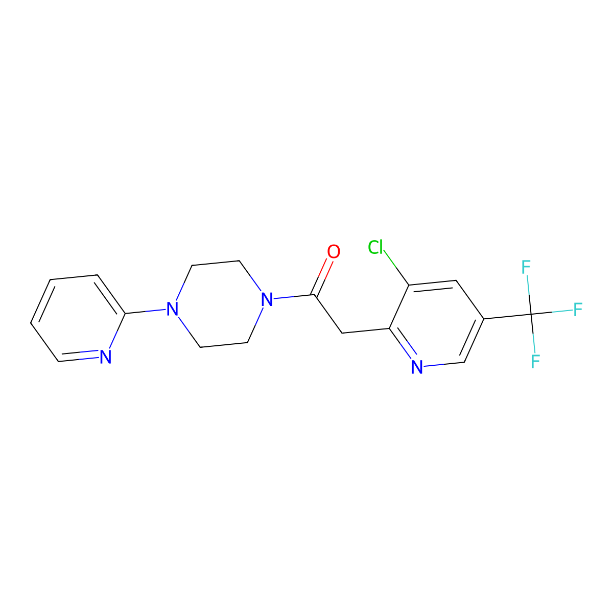 2-[3-Chloro-5-(trifluoromethyl)-2-pyridinyl]-1-[4-(2-pyridinyl)piperazino]-1-ethanone molecular structure, CAS 477858-95-0