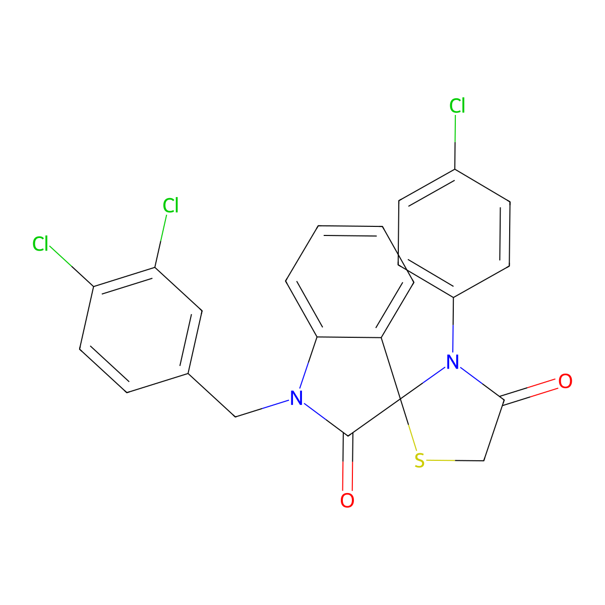 3-(4-Chlorophenyl)-1'-[(3,4-dichlorophenyl)methyl]spiro[1,3-thiazolidine-2,3'-indole]-2',4-dione molecular structure, CAS 477859-00-0