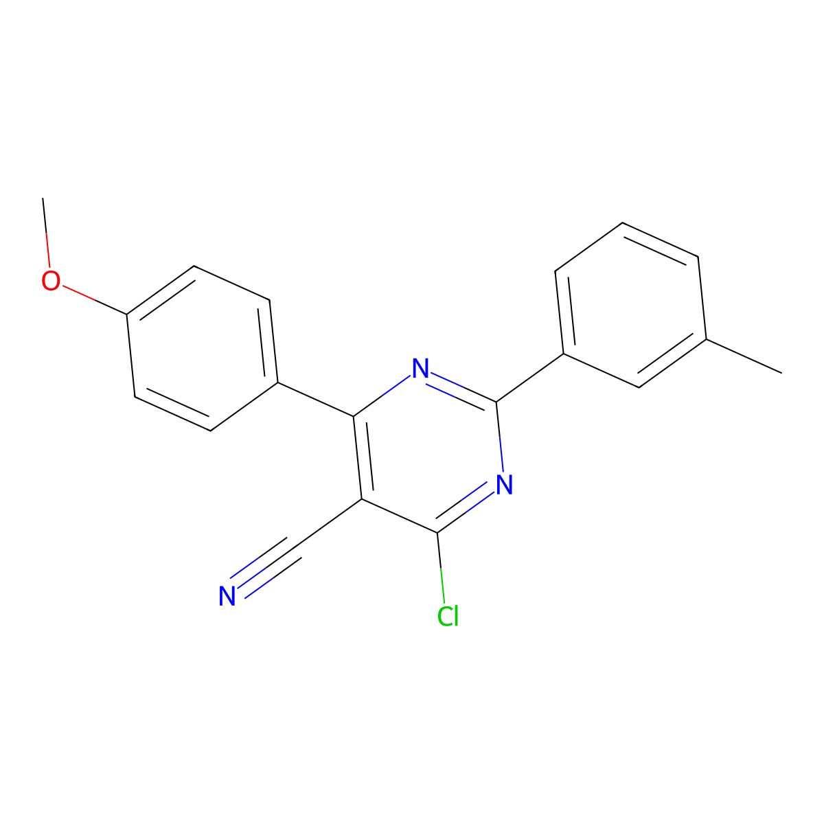 4-Chloro-6-(4-methoxyphenyl)-2-(3-methylphenyl)pyrimidine-5-carbonitrile molecular structure, CAS 477859-03-3