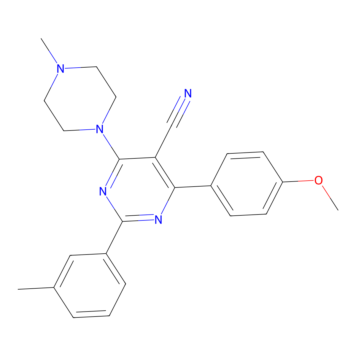 4-(4-Methoxyphenyl)-2-(3-methylphenyl)-6-(4-methylpiperazino)-5-pyrimidinecarbonitrile molecular structure, CAS 477859-04-4