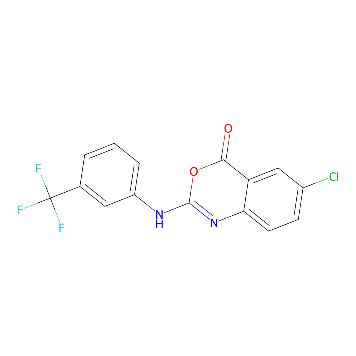 6-chloro-2-[3-(trifluoromethyl)anilino]-4H-3,1-benzoxazin-4-one molecular structure, CAS 477859-07-7