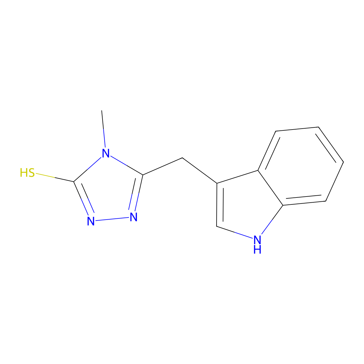 5-(1H-indol-3-ylmethyl)-4-methyl-4H-1,2,4-triazol-3-ylhydrosulfide molecular structure, CAS 477859-10-2