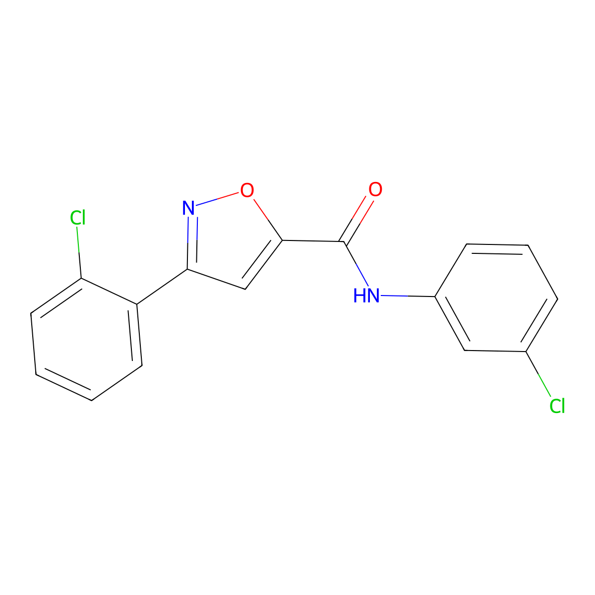3-(2-chlorophenyl)-N-(3-chlorophenyl)-1,2-oxazole-5-carboxamide molecular structure, CAS 477859-16-8