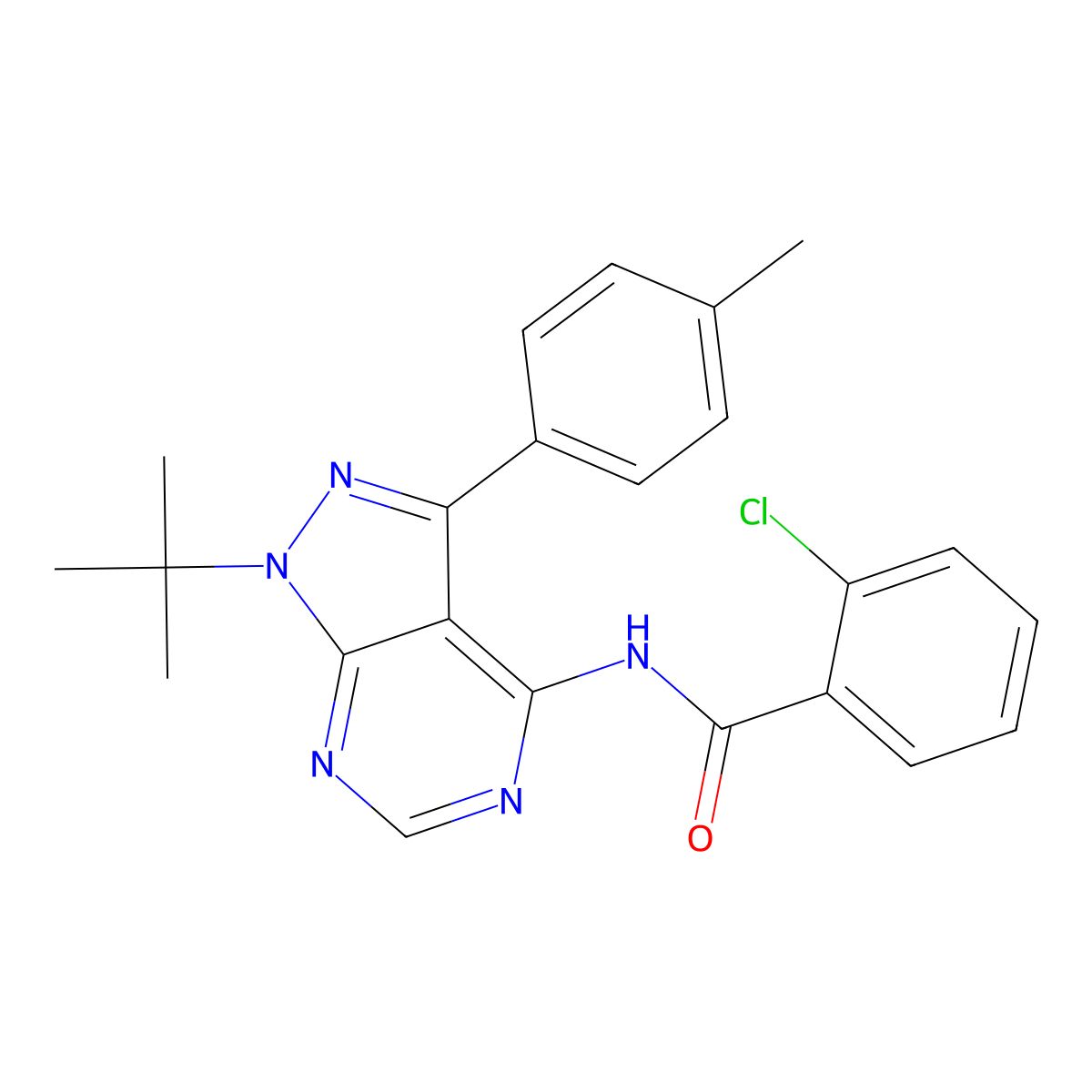 N-[1-tert-butyl-3-(4-methylphenyl)pyrazolo[3,4-d]pyrimidin-4-yl]-2-chlorobenzamide molecular structure, CAS 477859-18-0