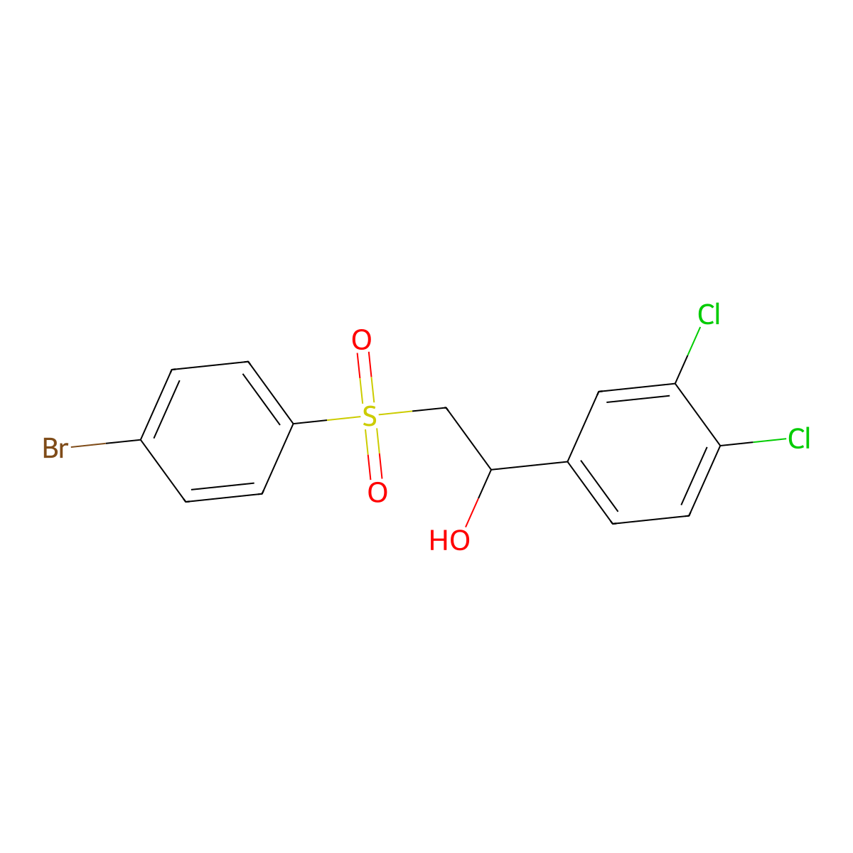2-[(4-Bromophenyl)sulfonyl]-1-(3,4-dichlorophenyl)-1-ethanol molecular structure, CAS 477859-20-4
