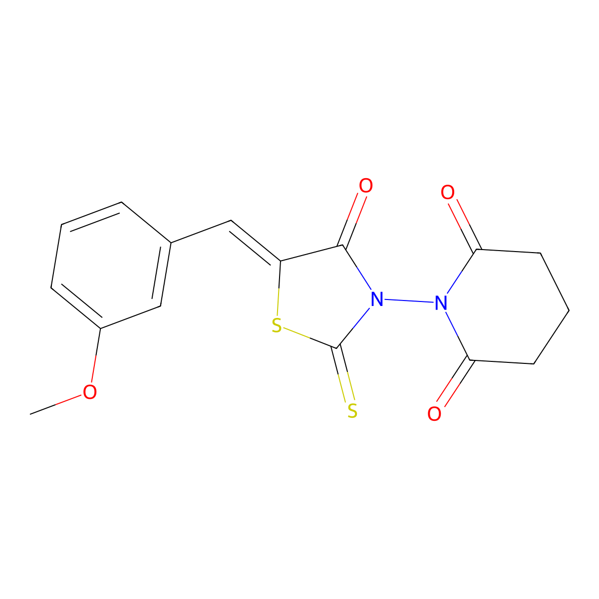 1-[(5Z)-5-[(3-methoxyphenyl)methylidene]-4-oxo-2-sulfanylidene-1,3-thiazolidin-3-yl]piperidine-2,6-dione molecular structure, CAS 477859-23-7
