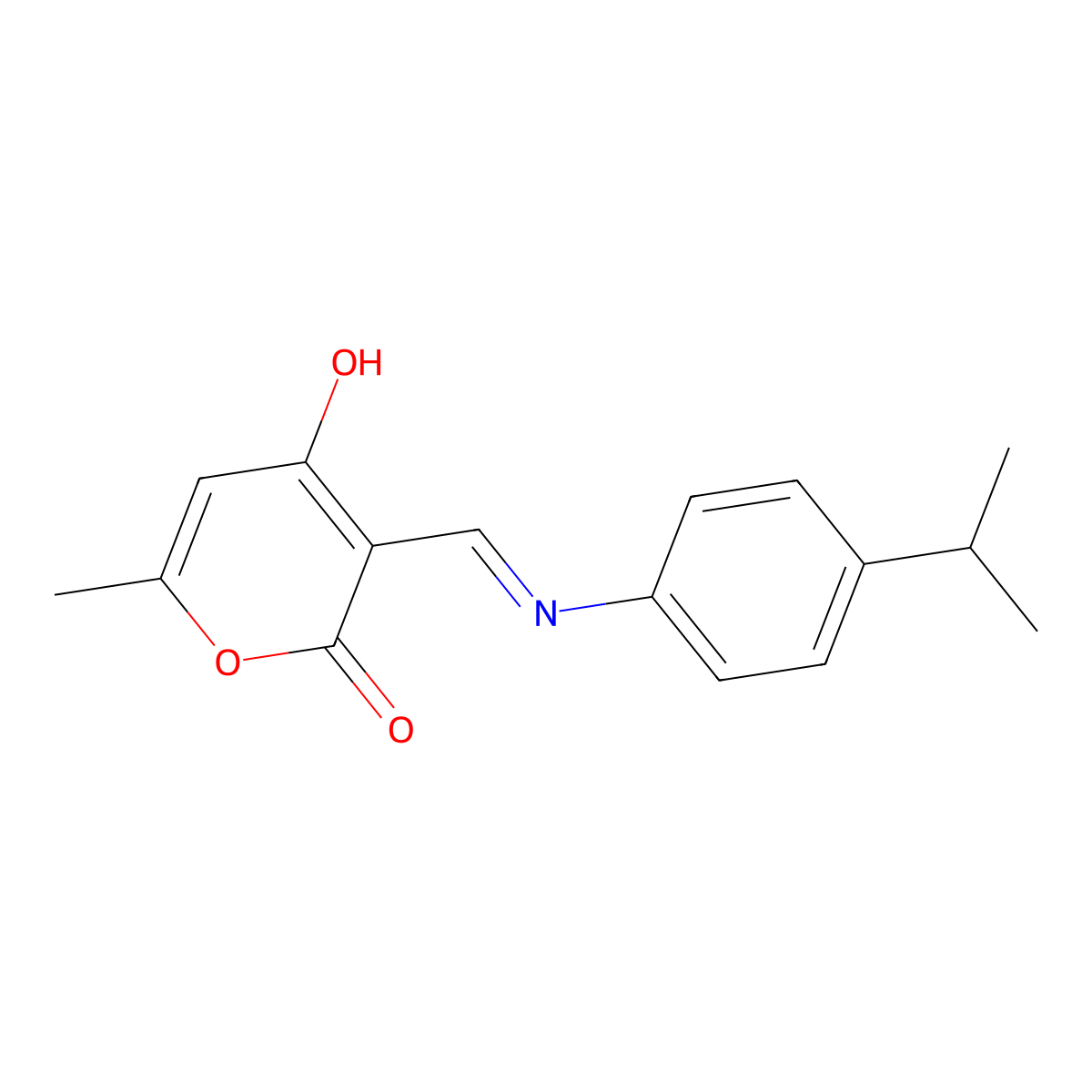 3-[(4-isopropylanilino)methylene]-6-methyl-2H-pyran-2,4(3H)-dione molecular structure, CAS 477859-28-2