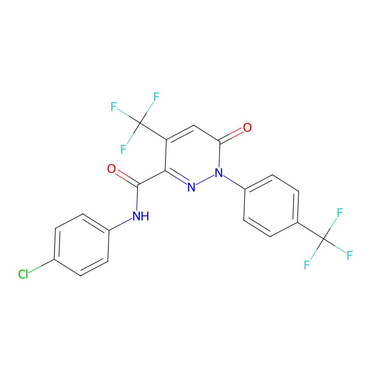 N-(4-chlorophenyl)-6-oxo-4-(trifluoromethyl)-1-[4-(trifluoromethyl)phenyl]pyridazine-3-carboxamide molecular structure, CAS 477859-43-1
