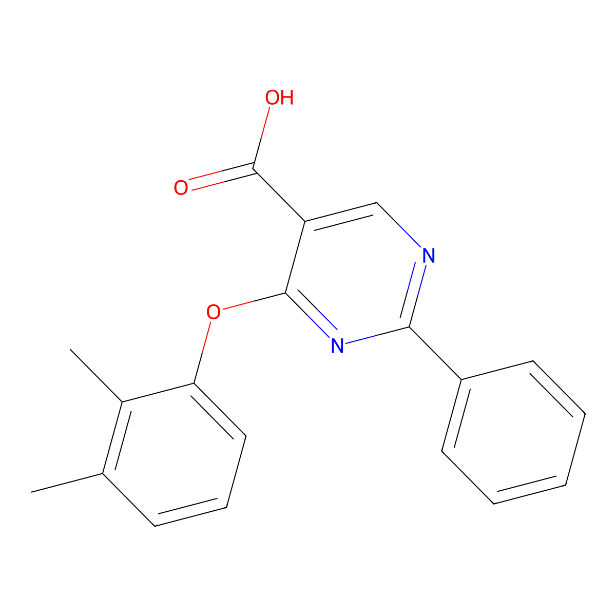 4-(2,3-Dimethylphenoxy)-2-phenylpyrimidine-5-carboxylic acid molecular structure, CAS 477859-49-7