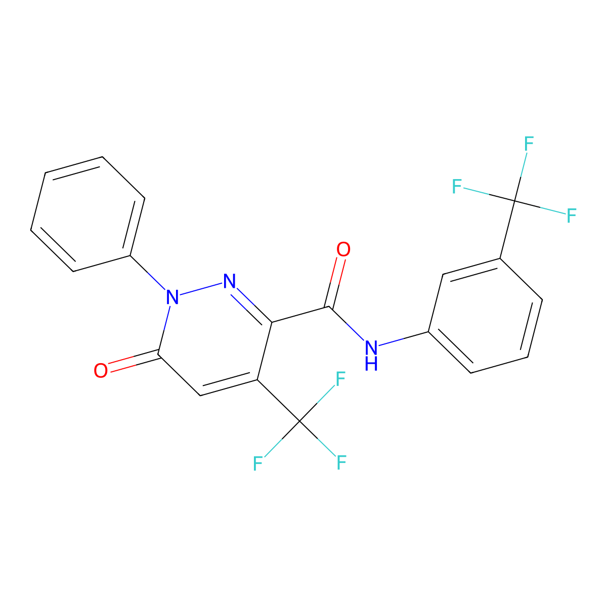 6-oxo-1-phenyl-4-(trifluoromethyl)-N-[3-(trifluoromethyl)phenyl]pyridazine-3-carboxamide molecular structure, CAS 477859-57-7