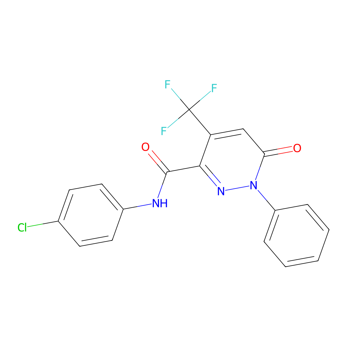 N-(4-chlorophenyl)-6-oxo-1-phenyl-4-(trifluoromethyl)-1,6-dihydro-3-pyridazinecarboxamide molecular structure, CAS 477859-58-8