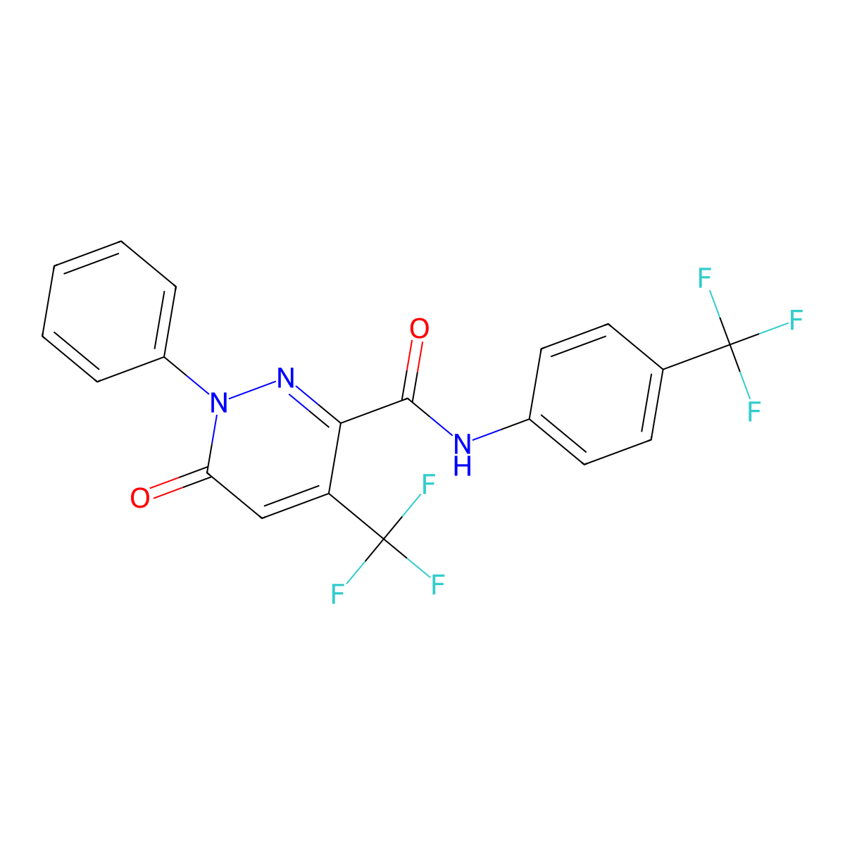 6-oxo-1-phenyl-4-(trifluoromethyl)-N-[4-(trifluoromethyl)phenyl]pyridazine-3-carboxamide molecular structure, CAS 477859-59-9