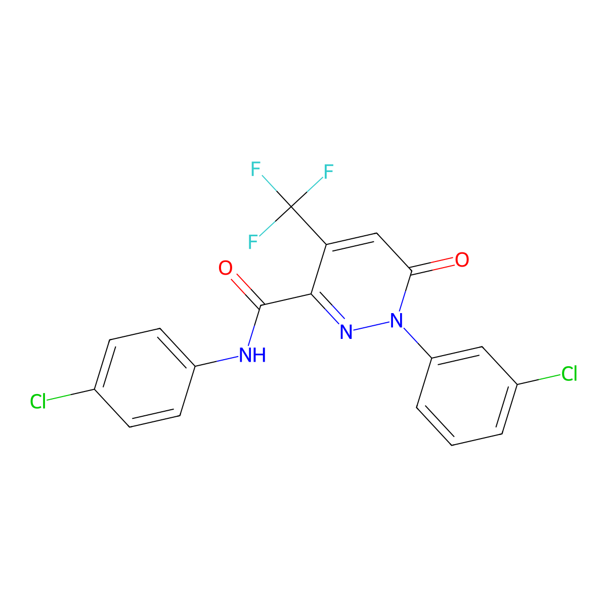1-(3-chlorophenyl)-N-(4-chlorophenyl)-6-oxo-4-(trifluoromethyl)pyridazine-3-carboxamide molecular structure, CAS 477859-67-9
