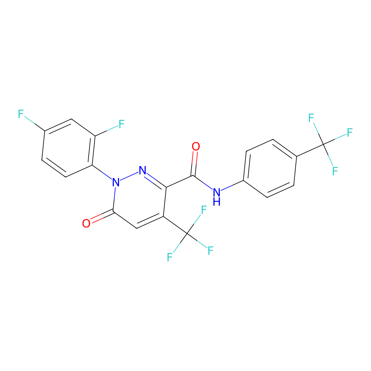 1-(2,4-difluorophenyl)-6-oxo-4-(trifluoromethyl)-N-[4-(trifluoromethyl)phenyl]pyridazine-3-carboxamide molecular structure, CAS 477859-68-0