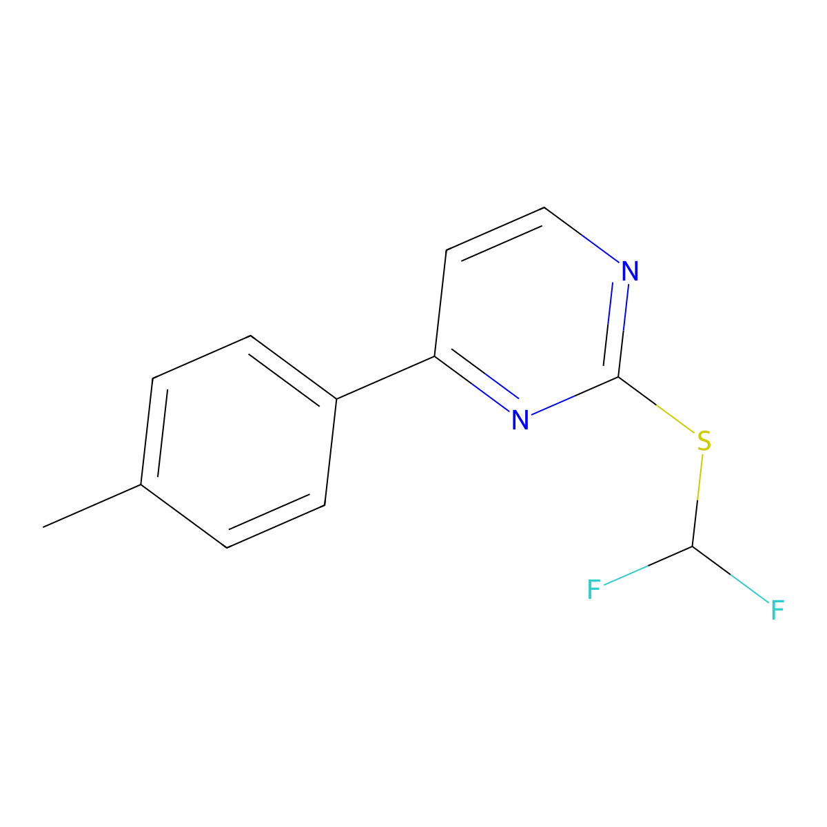 Difluoromethyl 4-(4-methylphenyl)-2-pyrimidinyl sulfide molecular structure, CAS 477859-74-8