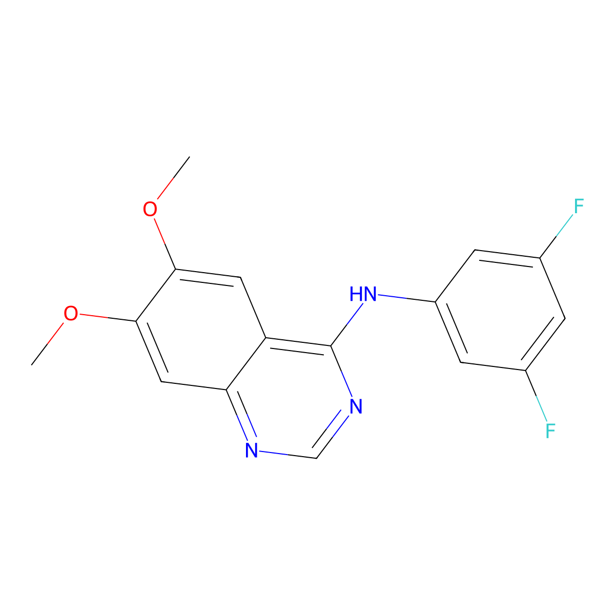 N-(3,5-difluorophenyl)-6,7-dimethoxyquinazolin-4-amine molecular structure, CAS 477859-82-8