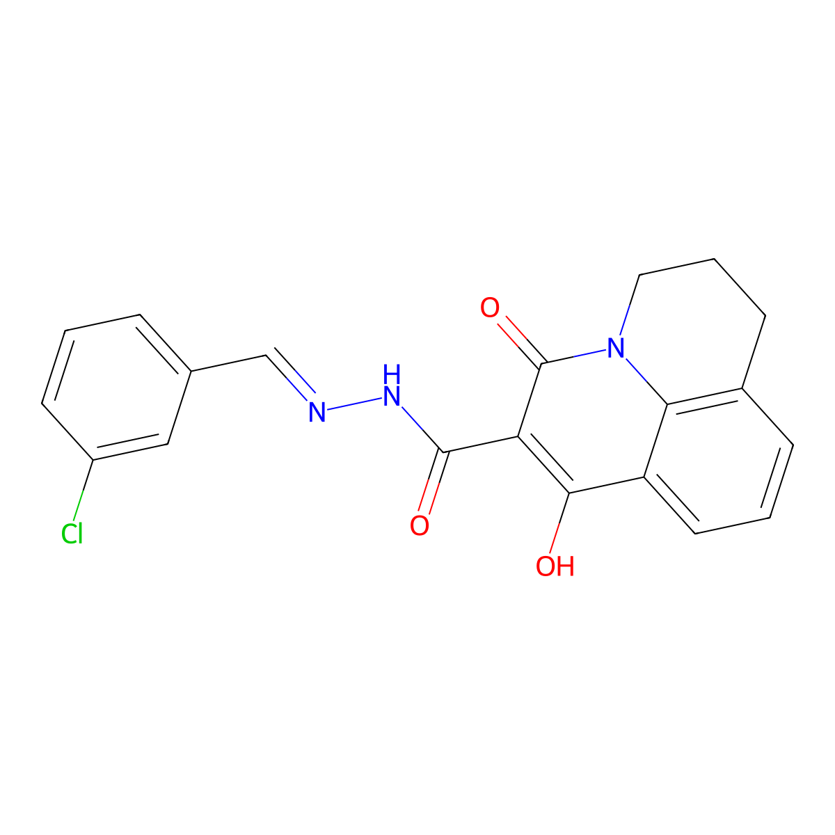 N'-[(E)-(3-chlorophenyl)methylidene]-7-hydroxy-5-oxo-2,3-dihydro-1H,5H-pyrido[3,2,1-ij]quinoline-6-carbohydrazide molecular structure, CAS 477859-84-0