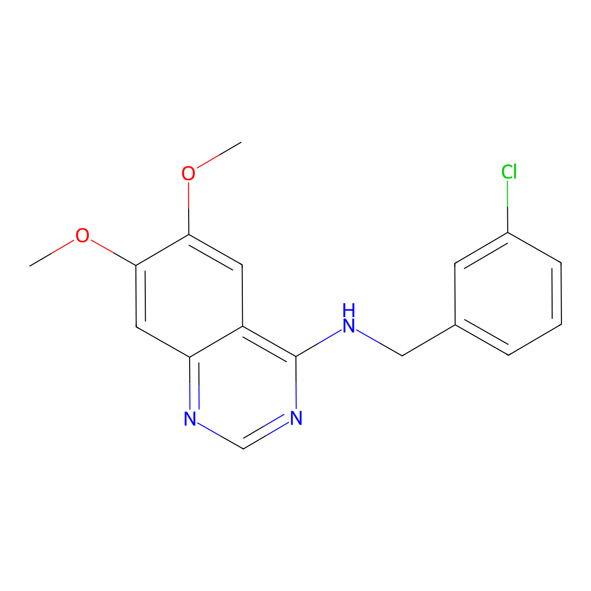 N-[(3-chlorophenyl)methyl]-6,7-dimethoxyquinazolin-4-amine molecular structure, CAS 477859-86-2