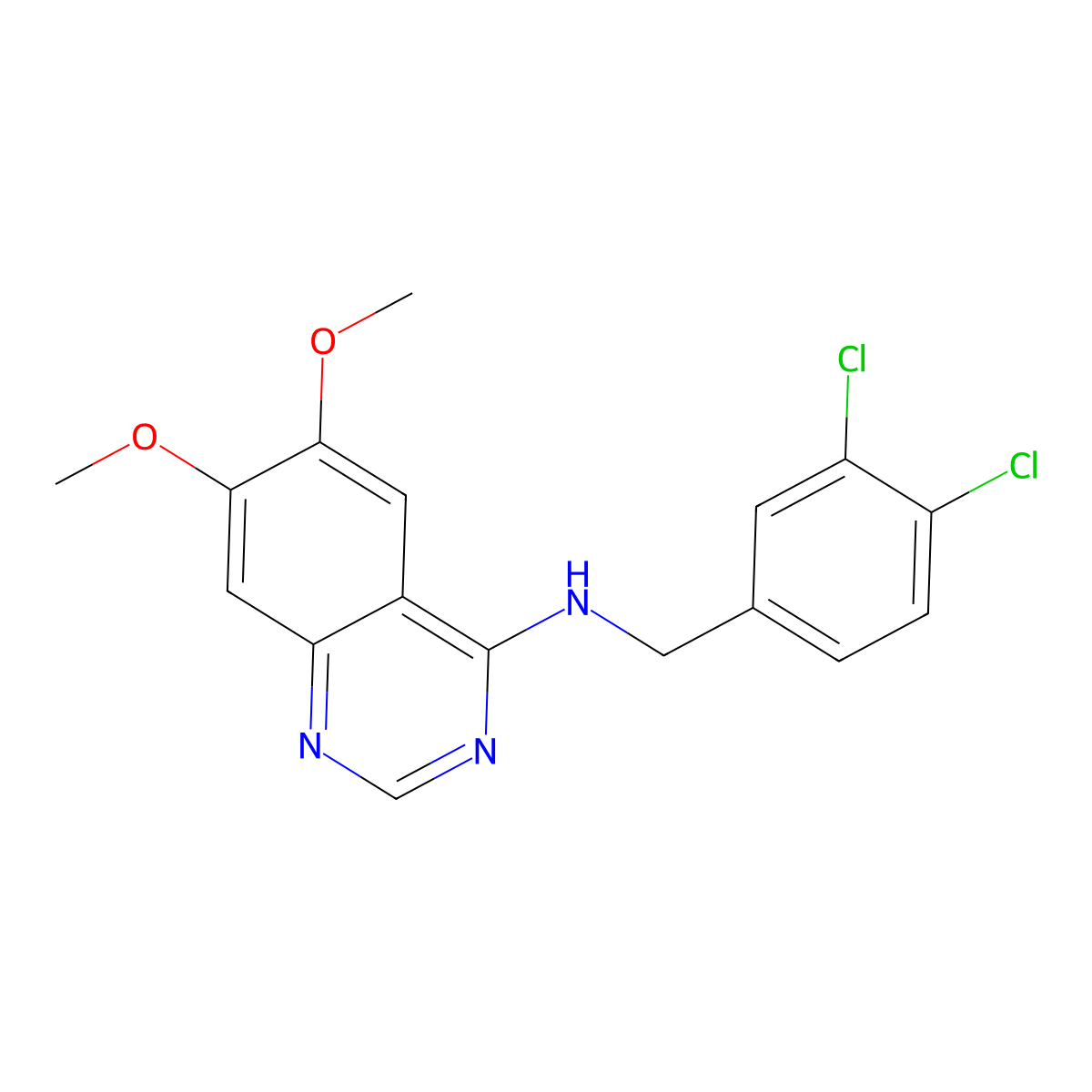 N-[(3,4-dichlorophenyl)methyl]-6,7-dimethoxyquinazolin-4-amine molecular structure, CAS 477859-87-3