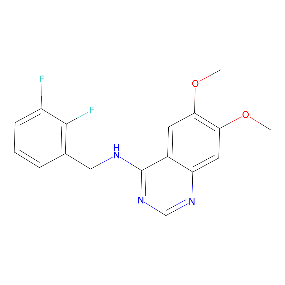 N-[(2,3-difluorophenyl)methyl]-6,7-dimethoxyquinazolin-4-amine molecular structure, CAS 477859-88-4