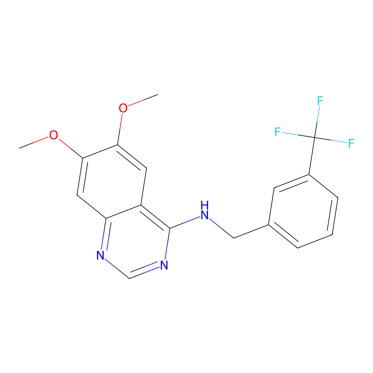 6,7-dimethoxy-N-[3-(trifluoromethyl)benzyl]-4-quinazolinamine molecular structure, CAS 477859-89-5