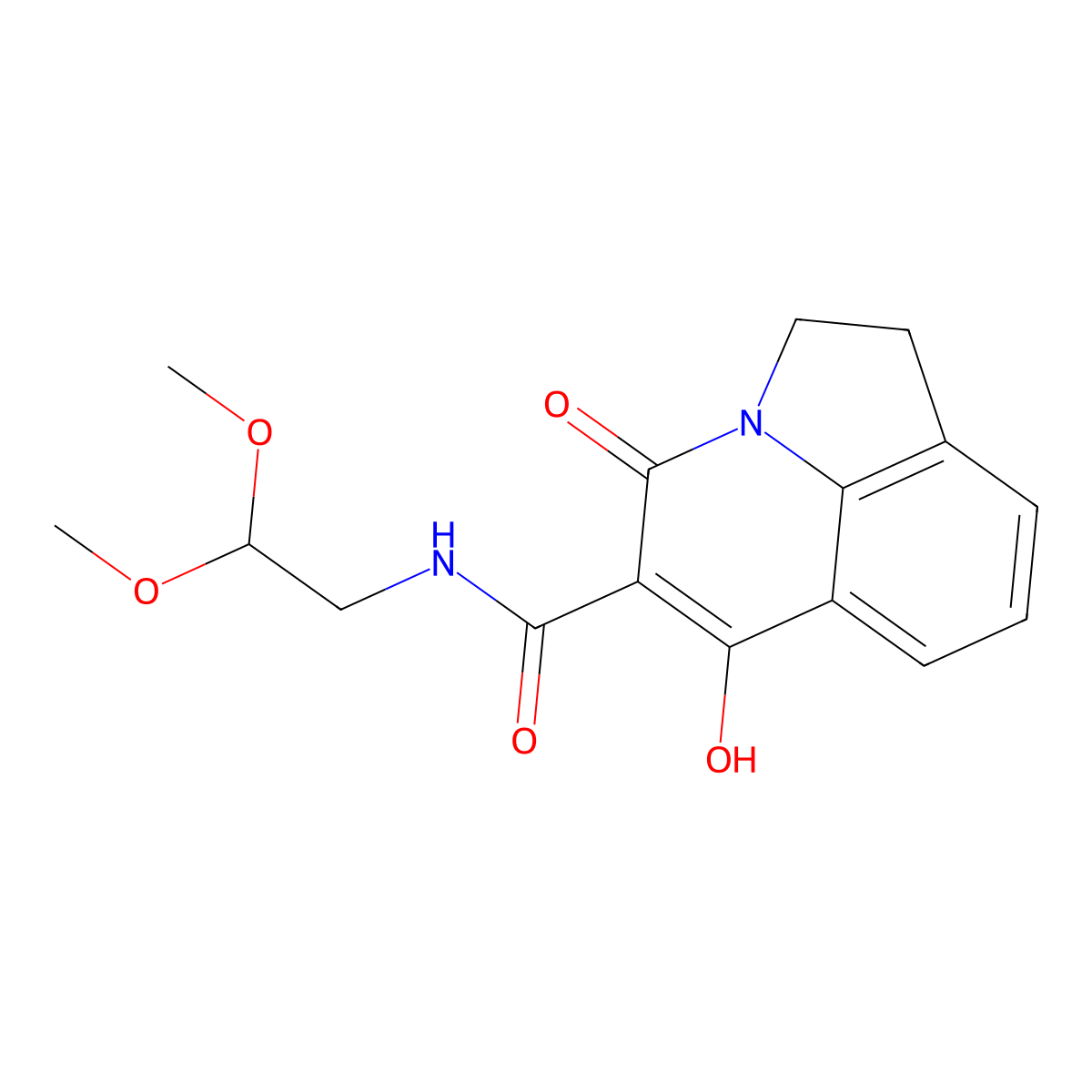 N-(2,2-dimethoxyethyl)-6-hydroxy-4-oxo-1,2-dihydro-4H-pyrrolo[3,2,1-ij]quinoline-5-carboxamide molecular structure, CAS 477859-90-8