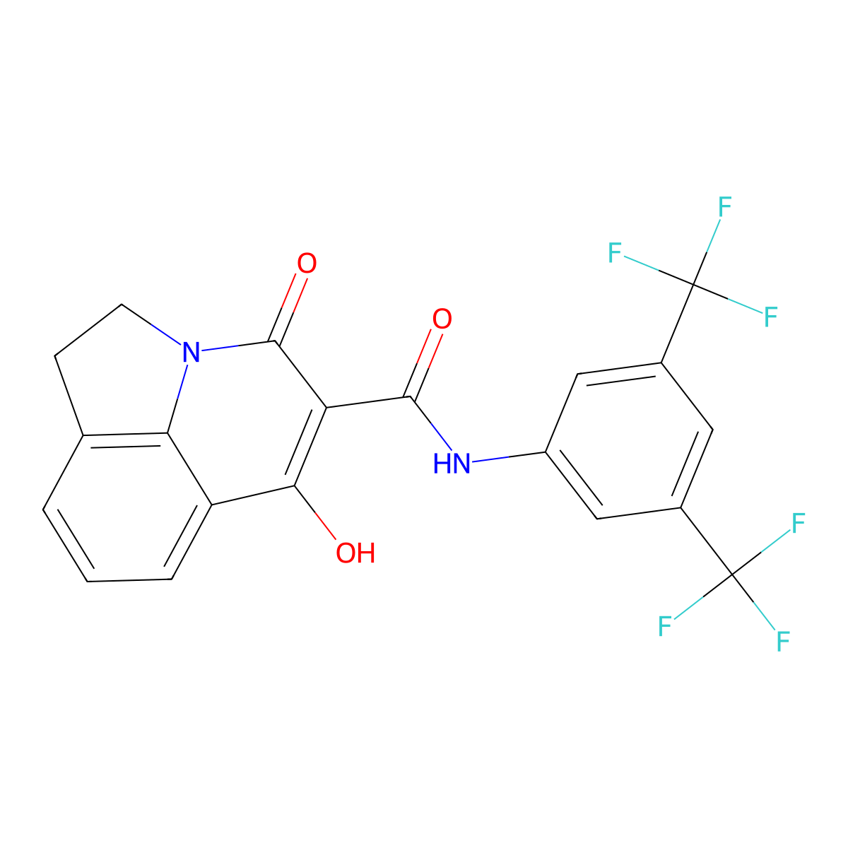 N-[3,5-bis(trifluoromethyl)phenyl]-6-hydroxy-4-oxo-1,2-dihydro-4H-pyrrolo[3,2,1-ij]quinoline-5-carboxamide molecular structure, CAS 477859-93-1