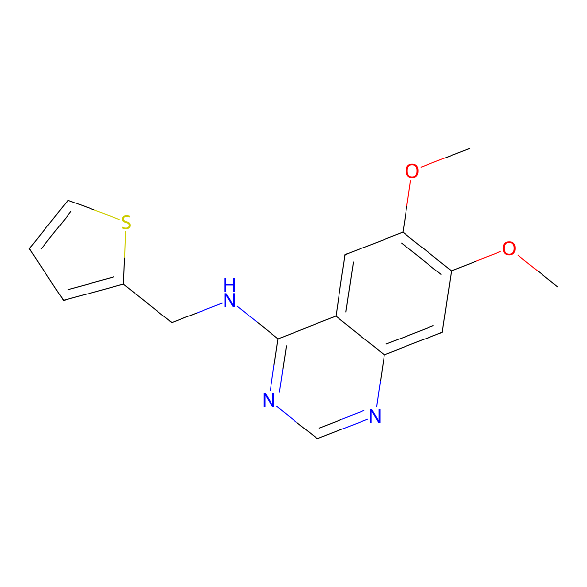 6,7-dimethoxy-N-(2-thienylmethyl)-4-quinazolinamine molecular structure, CAS 477859-96-4