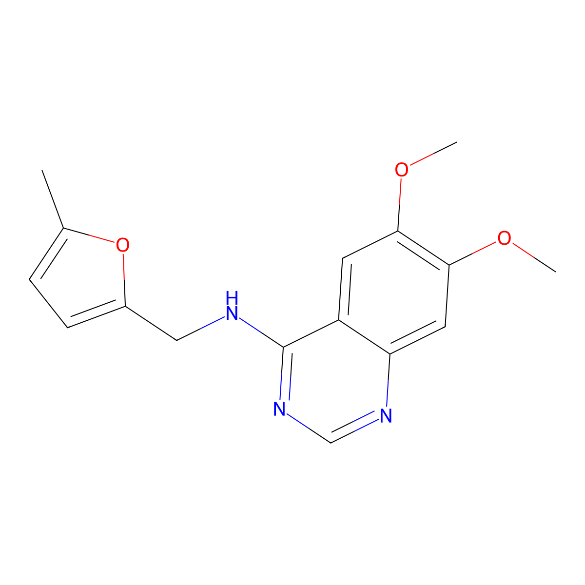 6,7-dimethoxy-N-[(5-methylfuran-2-yl)methyl]quinazolin-4-amine molecular structure, CAS 477860-00-7